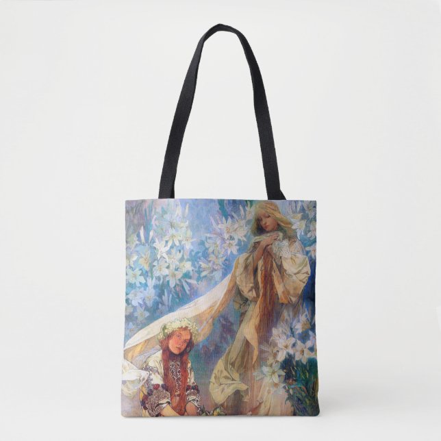 Bolso De Tela Madonna de la Lily, Mucha (Anverso)