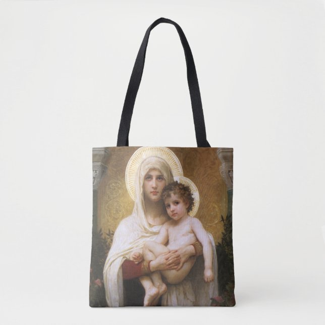 Bolso De Tela Madonna de los Rosas de Bouguereau (Anverso)