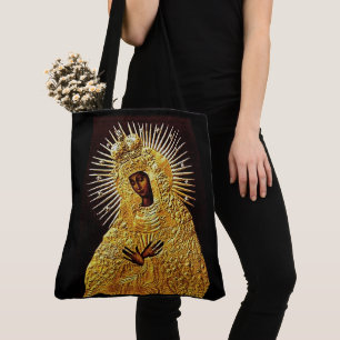 Bolso De Tela Madonna negra en la oración... Póster