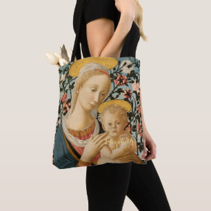 Bolso De Tela Madonna y el niño Jesús Virgen María Monogramad
