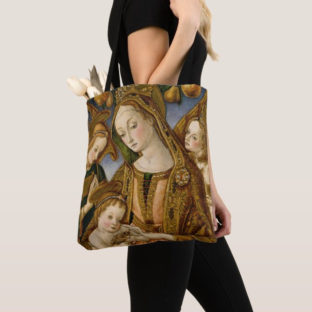 Bolso De Tela Madonna y niño con dos ángeles (Detalle)
