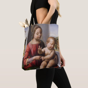Bolso De Tela Madonna y niño con San Juan Bautista
