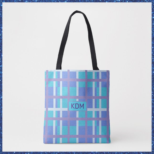 Bolso De Tela Madras modernas moradas y azules (Subido por el creador)