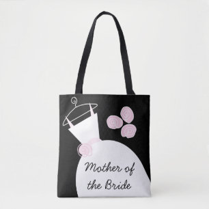 Bolso De Tela Madre boda con traje rosa novia por todo negro