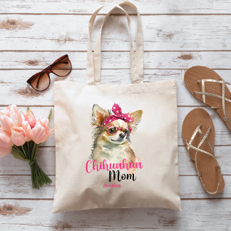 Bolso De Tela Madre chihuahua de color rosa