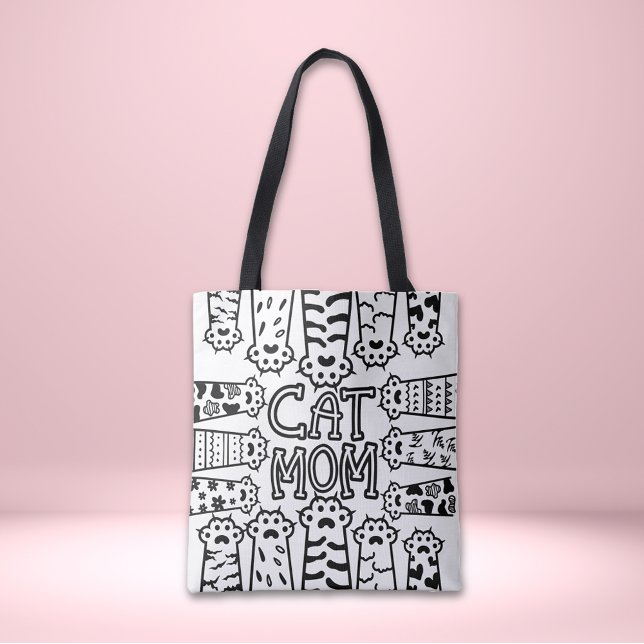 Bolso De Tela Madre de gato blanco y negro con patas para gatos (Subido por el creador)