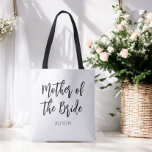 Bolso De Tela Madre de la novia Boda blanco negro<br><div class="desc">Madre de la Boda de la novia tote Bag en blanco y negro. Bien para Bodas,  fiesta nupcial,  cena de ensayo de la fiesta de soltero. Vea más productos con este diseño en la colección de abajo.</div>