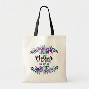 Bolso De Tela Madre de la novia con flores moradas