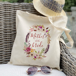 Bolso De Tela Madre de la novia Corona de flores de acuarela Boh