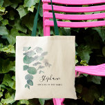 Bolso De Tela Madre de la novia Eucalyptus Greenery Personalizad<br><div class="desc">Esta elegante Bolsa Madre de la Novia Tote está decorada con hojas de eucalipto acuarela en tonos suaves de verde. Personalizable fácil. Para seguir editando, utilice la Herramienta de diseño para cambiar el tipo de letra, el tamaño de la fuente o el color. Porque creamos nuestra obra de arte no...</div>
