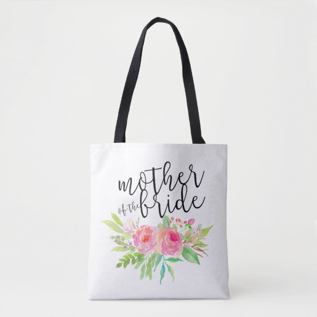 Bolso De Tela madre de la novia floral rosa (Anverso)