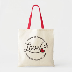Bolso De Tela Madre de la tipografía del corazón del Boda de n