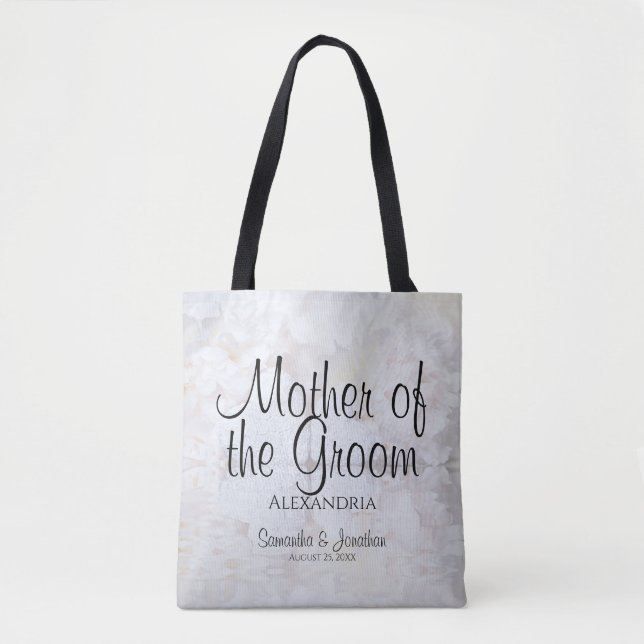 Bolso De Tela Madre de los pueblos blancos y corazones elegantes (Anverso)