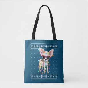 Bolso De Tela Madre de perro de Chihuahua Navidades suéter feo