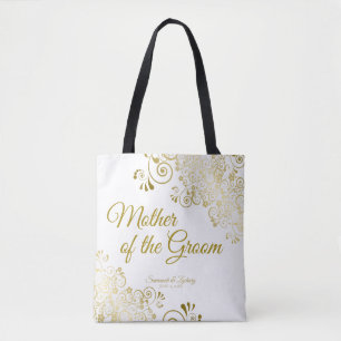 Bolso De Tela Madre del Boda de Groom Tote Bag Oro Blanco