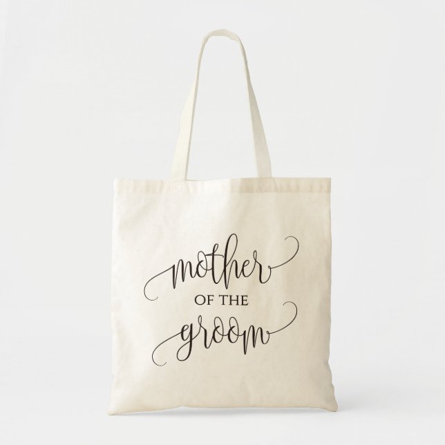 Bolso De Tela Madre del Groom, caligrafía, regalo Boda (Frente)