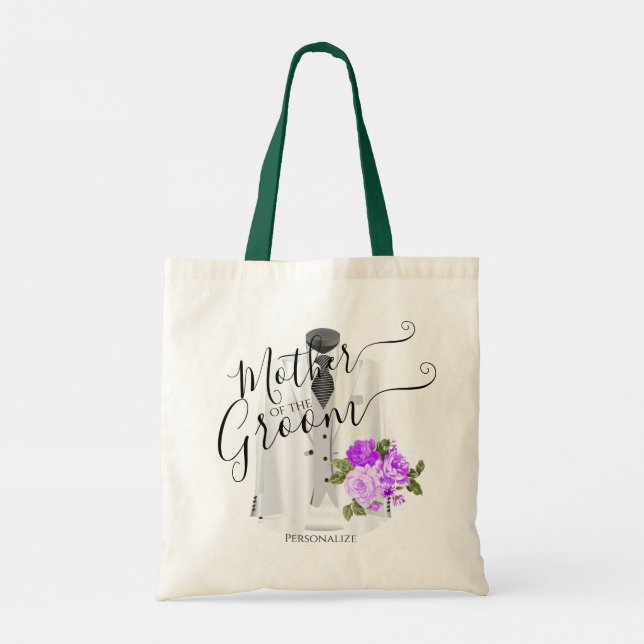 Bolso De Tela Madre del Groom - Fiesta de novias - Floral púrpur (Reverso)