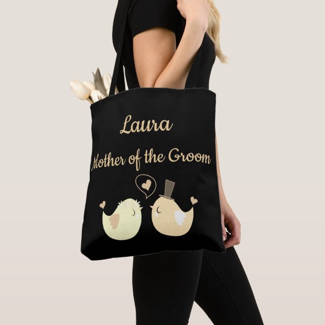 Bolso De Tela Madre del Groom negra y crema linda (Detalle)