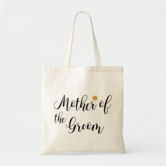 Bolso De Tela Madre del Groom Negro Texto Dorado Flor-Moderno