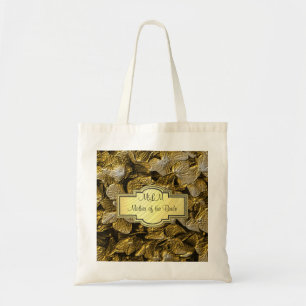 Bolso De Tela madre del monograma del Hydrangea del oro 3D del