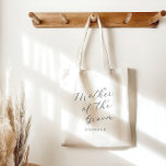 Bolso De Tela Madre del Novio Script Minimalista Personalizada<br><div class="desc">Celebre su papel especial con nuestra bolsa tote minimalista para la madre del novio. Esta bolsa personalizada cuenta con un diseño limpio y elegante, perfecto para llevar los elementos esenciales de la boda o artículos diarios con estilo. La tipografía simple pero chic la convierte en un recuerdo atemporal que honra...</div>