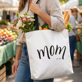 Bolso De Tela Madre en guión negro y blanco Establecida Elegante
