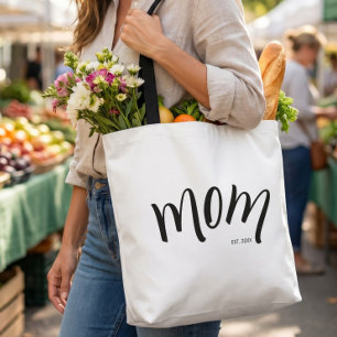 Bolso De Tela Madre en guión negro y blanco Establecida Elegante