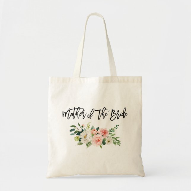 Bolso De Tela Madre floral blanca del rosa de la escritura del (Frente)