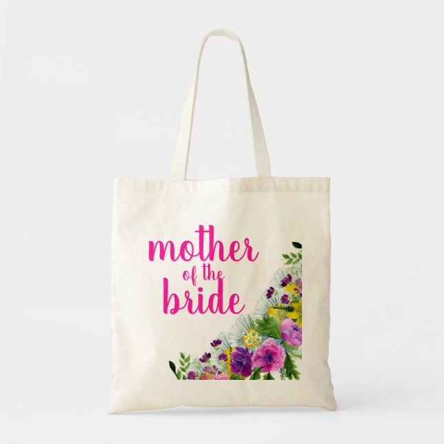 Bolso De Tela Madre floral personalizada de la novia (Frente)
