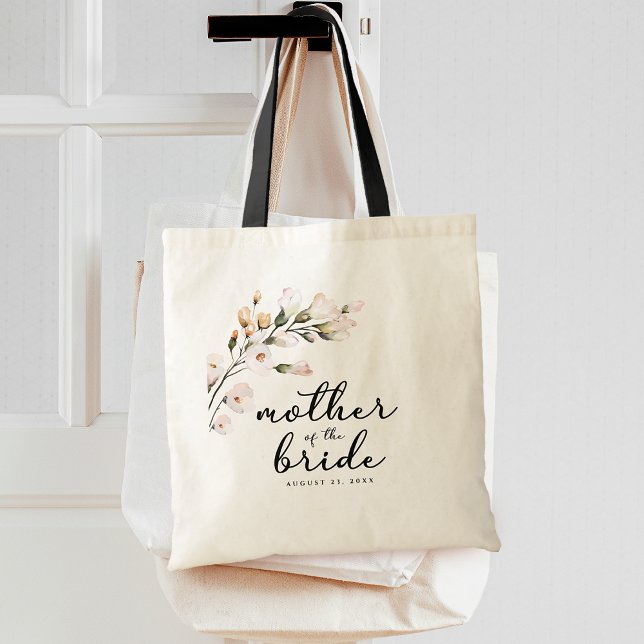 Bolso De Tela Madre floral rosa de la novia en Rubor (Blush Pink Floral Mother of the Bride Tote Bag)