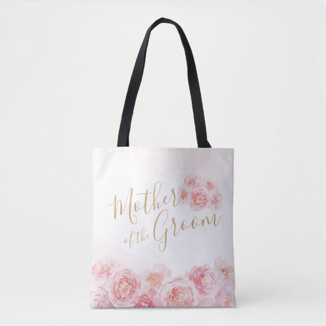 Bolso De Tela Madre floral rosa personalizada del novio (Anverso)