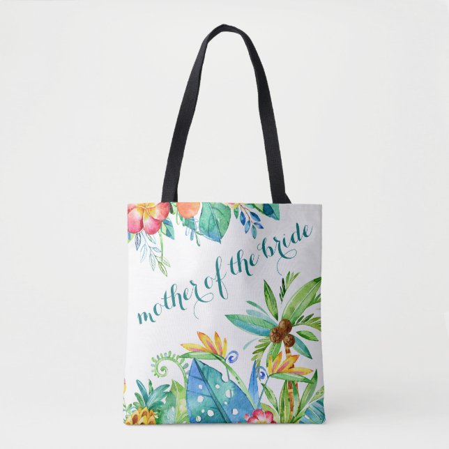 Bolso De Tela Madre floral tropical de la novia (Anverso)