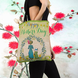 Bolso De Tela Madre hija follaje verde feliz día de la madre
