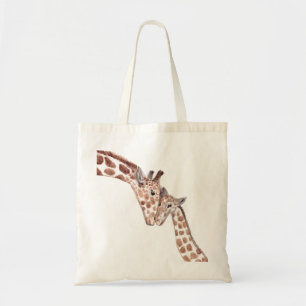 Bolso De Tela Madre jirafa con bebe acuarela
