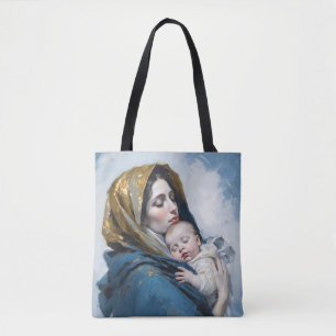 Bolso De Tela Madre María y Niño Jesús