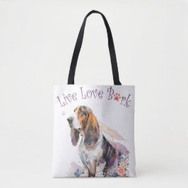 Bolso De Tela Madre Perro Basset Hound Floral