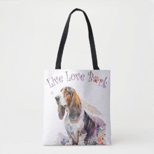 Bolso De Tela Madre Perro Basset Hound Floral