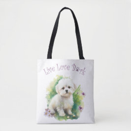Bolso De Tela Madre Perro Bichón Floral