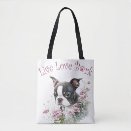 Bolso De Tela Madre Perro Boston Terrier Floral
