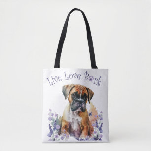 Bolso De Tela Madre Perro Boxer Floral