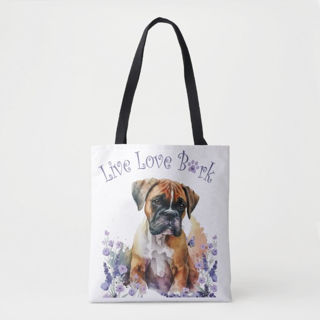 Bolso De Tela Madre Perro Boxer Floral (Anverso)