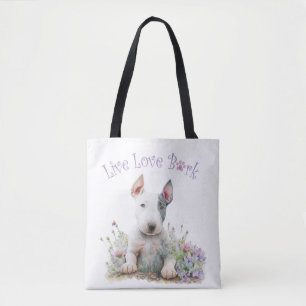 Bolso De Tela Madre Perro Bull Terrier Floral
