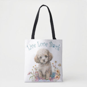 Bolso De Tela Madre Perro Caniche Floral