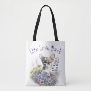 Bolso De Tela Madre Perro Chihuahua Floral