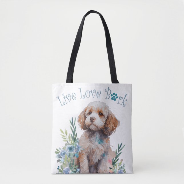 Bolso De Tela Madre Perro Cockapoo Floral (Anverso)