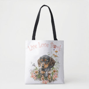 Bolso De Tela Madre Perro Dachshund Floral