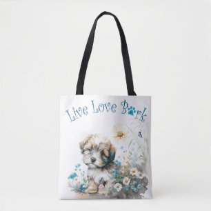Bolso De Tela Madre Perro Havanés Floral