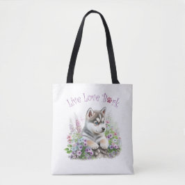 Bolso De Tela Madre Perro Husky Floral