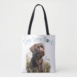Bolso De Tela Madre Perro Lab Chocolate Floral