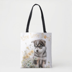 Bolso De Tela Madre Perro Malamute de Alaska Floral